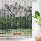 公路旅行巴士浴帘防水淋浴浴室免打孔卫生间窗帘隔断帘挂帘桌帘