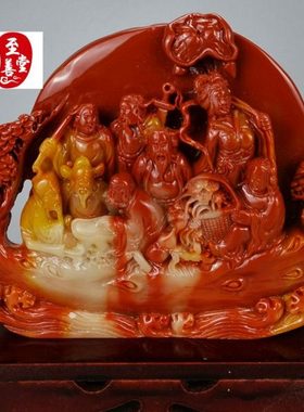 仿玉石仿古福建寿山石雕芙蓉石小八仙过海摆件奇石观赏石石料