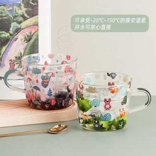 网红高颜值水杯玻璃杯女高颜值家用耐高温可加热带刻度Z杯子咖啡