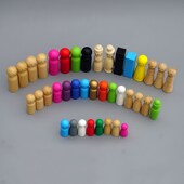 家排小物件格板系统排列彩色偶实木木偶心理咨询意象道具教具