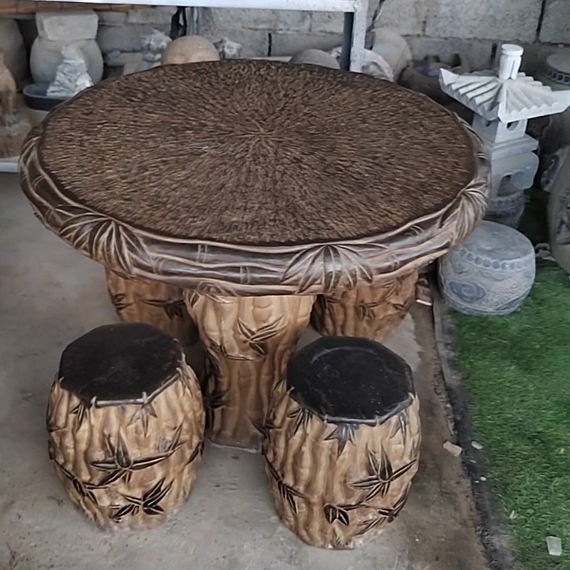 石桌石凳庭院室外一石头茶桌茶台青石仿古石桌椅石台大理石桌凳