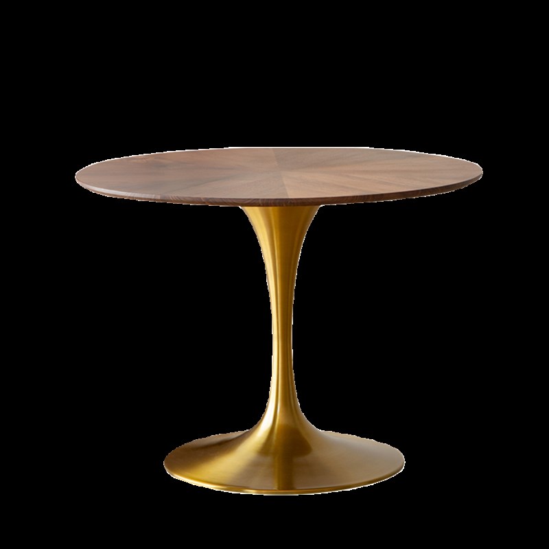 黑胡桃木复古小圆形餐桌家用小户型阳台咖啡休闲洽谈茶几桌椅