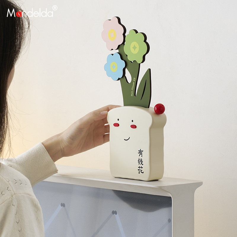 Mndeld奶油风客厅玄关有钱花摆件入伙新居电视柜酒柜桌面装饰品