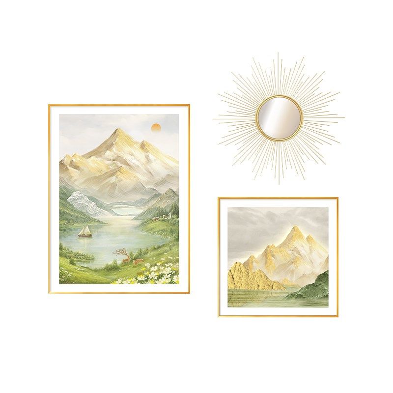 日照金山装饰画档饭厅背景墙挂画法式奶油风壁画级感,家居饰品,现代装饰画,淘宝优惠券,粉丝福利购,淘宝优惠卷