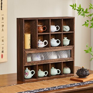 实木壁挂博古架多宝阁客厅茶室展示柜茶杯架桌上古董架茶壶架