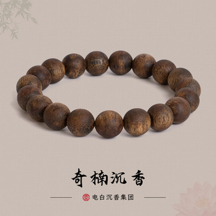 【电白沉香集团】奇楠沉香金沙叶树心油圆珠单圈手串11mm