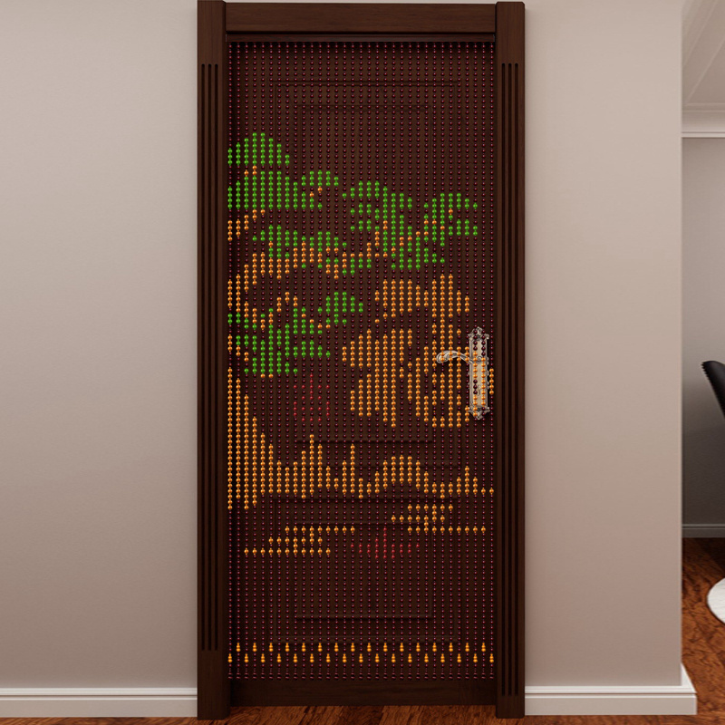 桃木葫芦门帘珠帘迎客松客厅玄关过道屏风人户门对冲厕所门隔断窗