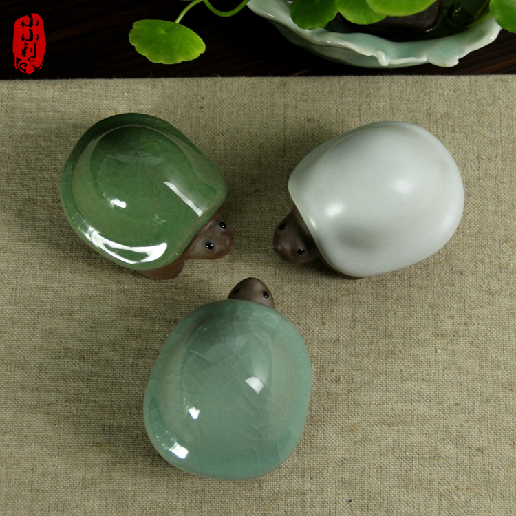 小小利青瓷 陶瓷 精品茶宠茶玩 灵龟 茶具配件可养线茶桌小摆件