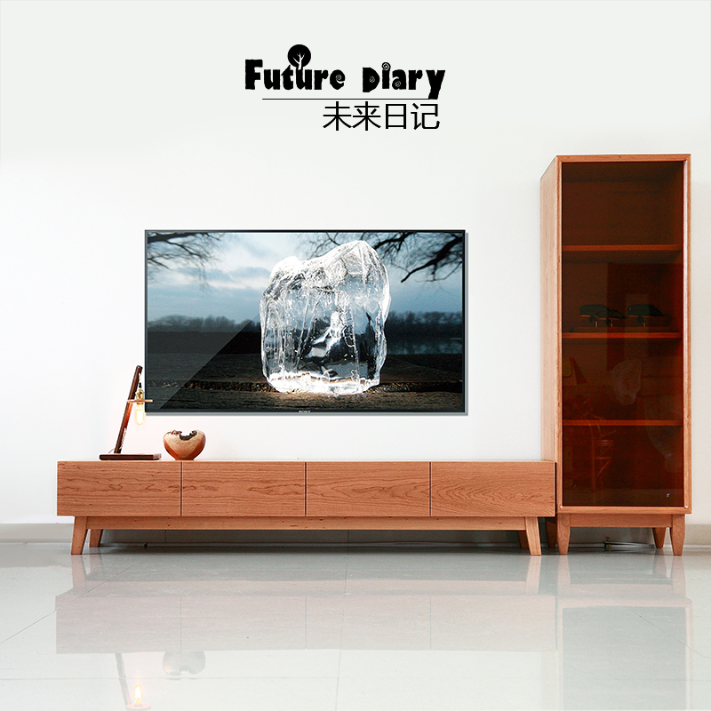 未来日记 黑胡桃原木电视柜 实木视听柜