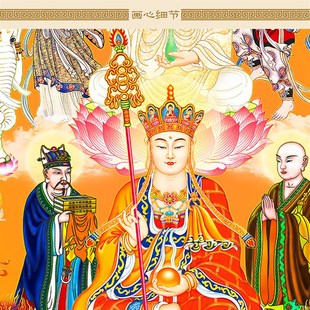 全堂佛图 佛光普照画像挂画 众佛图全佛图佛堂卷轴画装饰画丝绸画