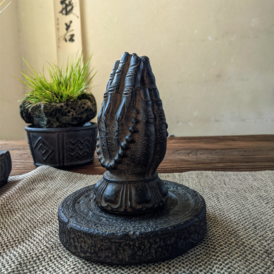 雲植仿古仿石合掌装饰品工艺品玄关家居复古