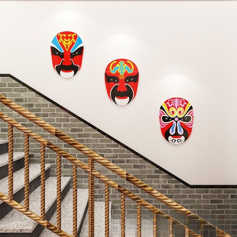 火锅店墙面装饰京剧脸谱画立体创意火锅店饭店背景墙面,家居饰品,涂鸦墙贴,淘宝优惠券,粉丝福利购,淘宝优惠卷