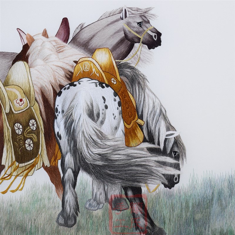 苏州刺绣马 盛世八骏图 马到成功 办公室挂画商务礼品开业送礼