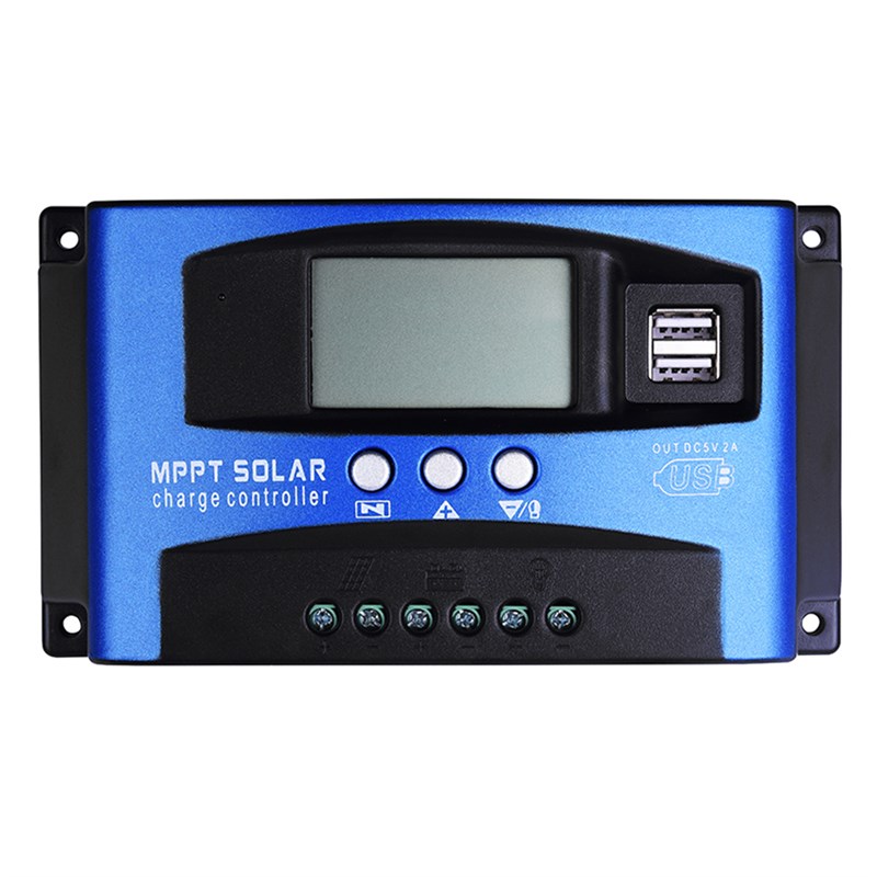 MPPT太阳能控制器30A100A全自动充放电通用12v24V36V光伏智能定时