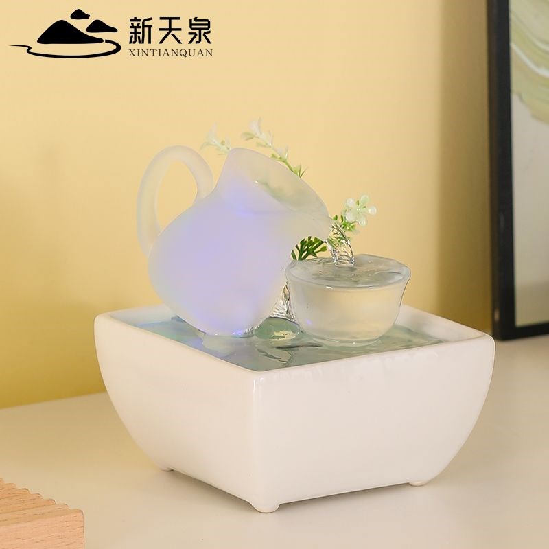 新天泉茶几桌面循环水生财摆件办公室客厅家用招财装饰品礼品