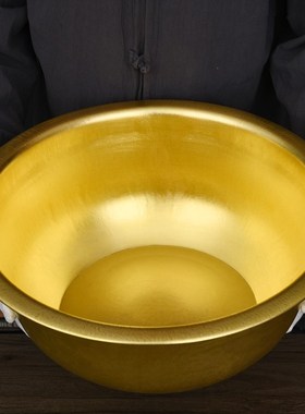 黄铜加厚大铜盆家用婚庆结婚用品陪嫁洗脸盆浴佛盆补充铜元素工艺