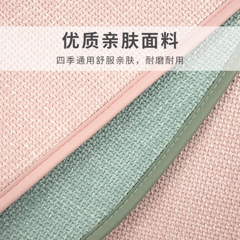 汽车坐垫卡通棉麻四季通用半包座椅新款女士车内透气座垫