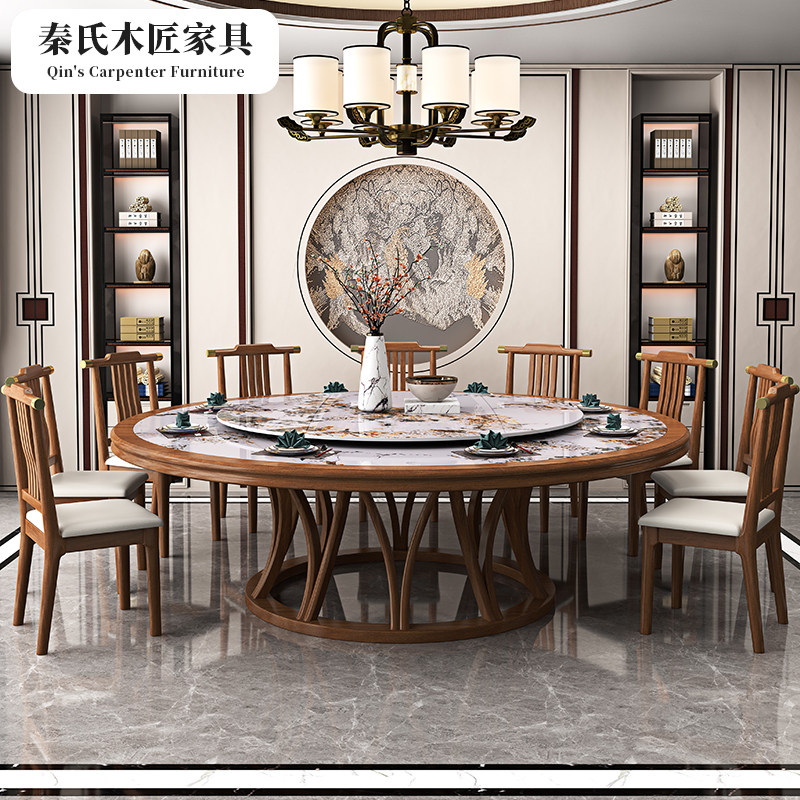 实木大圆桌带转盘人新家用吃饭桌子现代圆形餐桌椅,住宅家具,岩板餐桌,淘宝优惠券,粉丝福利购,淘宝优惠卷