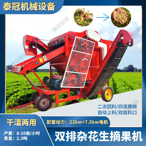 大型干湿两用双排杂花生摘果机排土排杂打花生机1300型摘花生果机