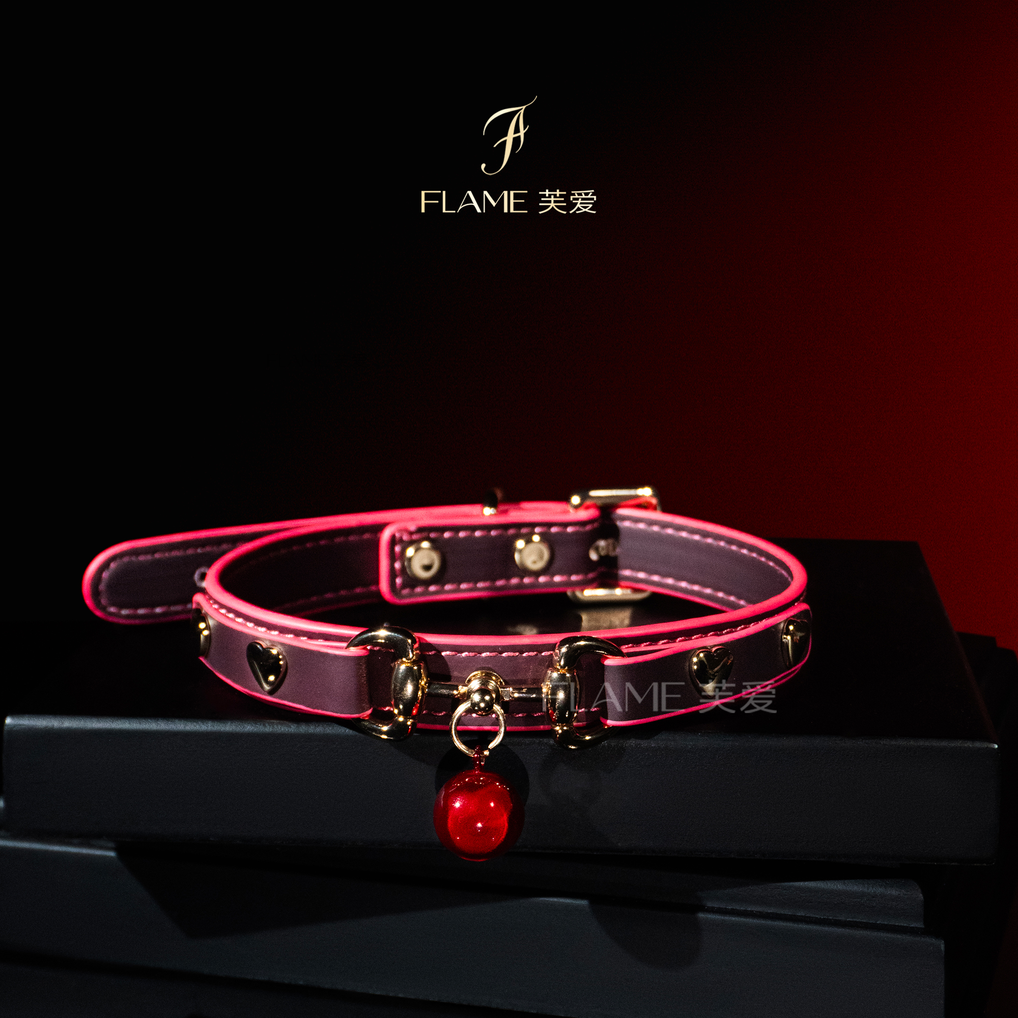 FLAME爱心温感变色项圈choker骨头猫头牌脖圈锁骨链颈环定制刻字