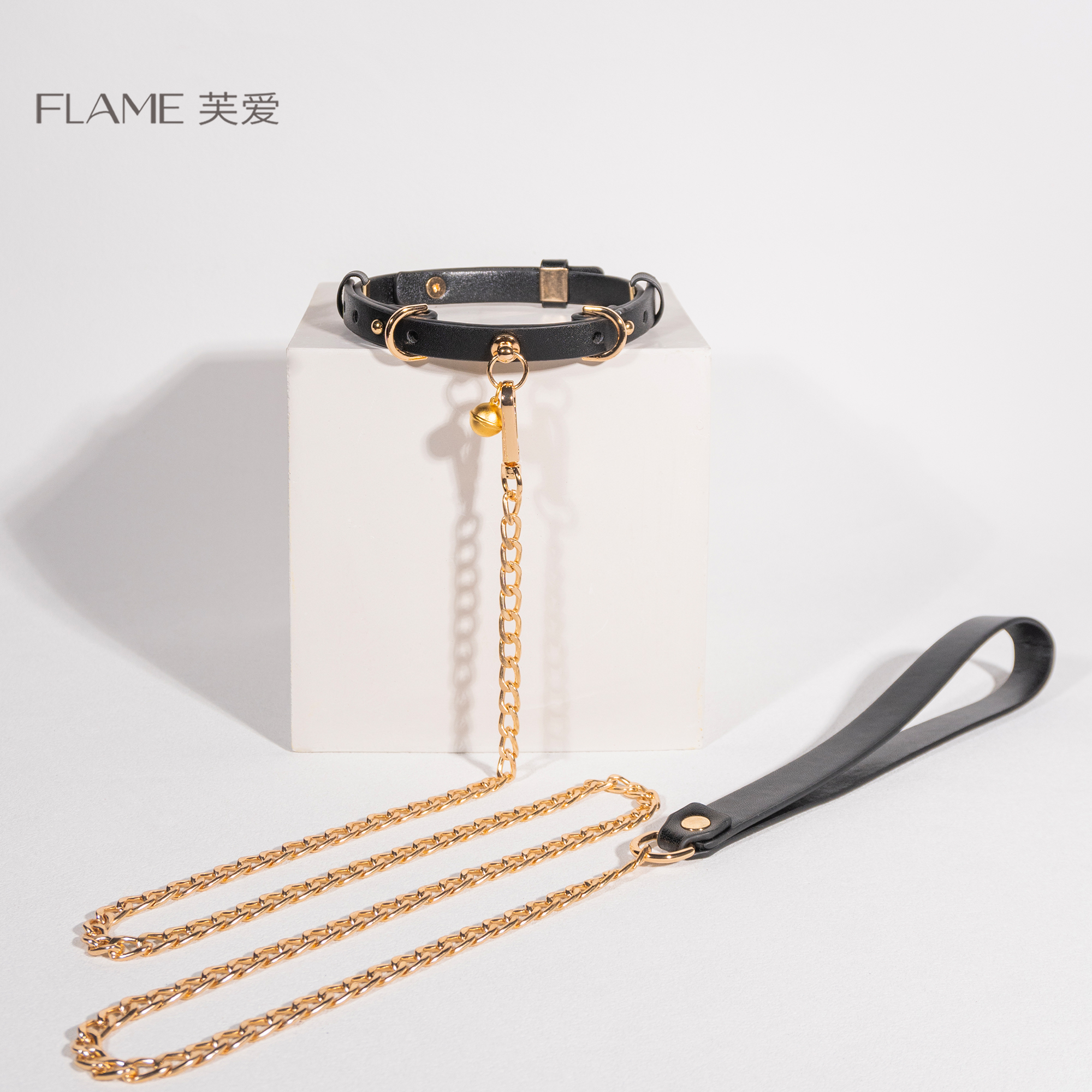 头层牛皮项真皮链颈圈男女 项圈颈链铃铛choker牵引绳 可刻字定制