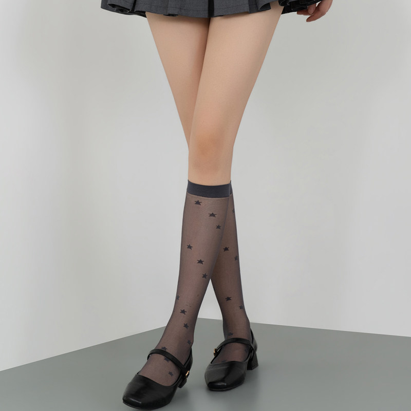 浪莎压力小腿丝袜女春夏秋薄款强压显瘦腿jk袜子高筒袜白色长筒袜