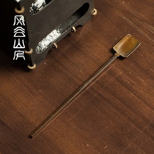 手工复古铜小铲子家用黄铜茶铲碳炉小工具碳灰铲子茶具配件铜铲子