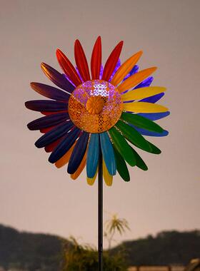 美式田园风铁艺风车户外花园装饰旋转庭院别墅幼儿园创意造景摆件