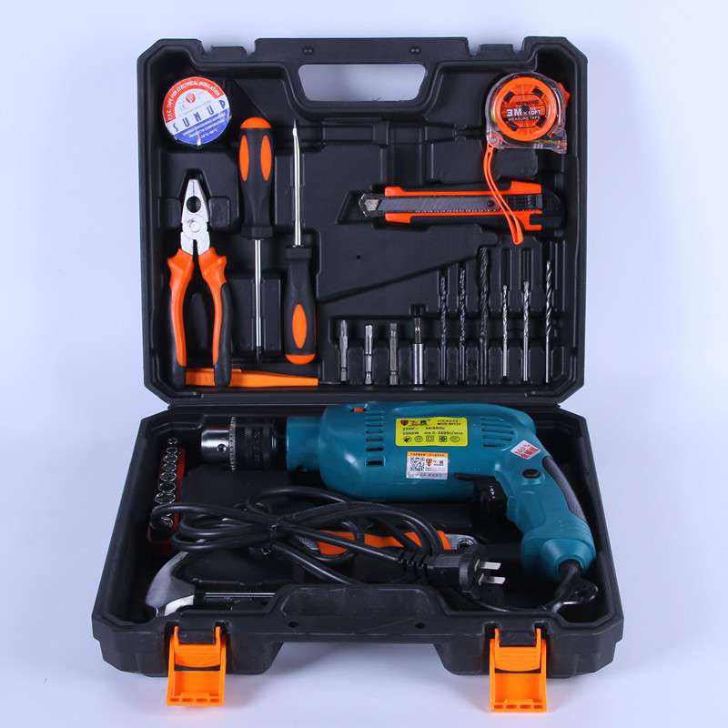 厂家直供新款网销组合套装 手电钻冲击钻多功能五金工具家用套装