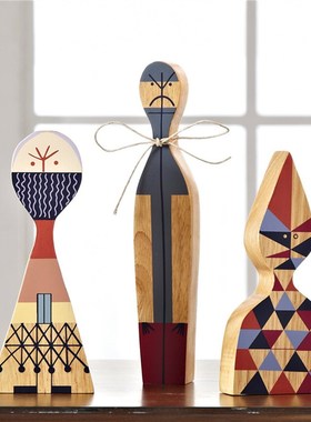 北欧实木抽象公仔摆件家居装饰品卡通创意个性儿童房欧式桌面书房