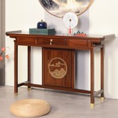 新中式 实木玄关桌客厅入户玄关台供桌靠墙超窄条案榆木门厅玄关柜