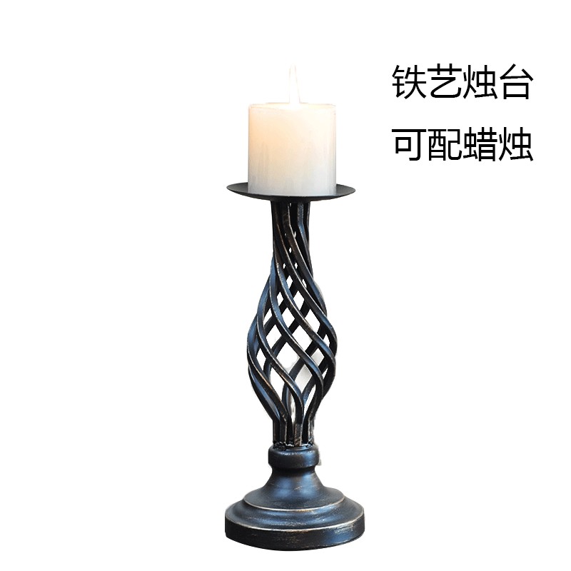 复古烛台美式金属镂空蜡烛台婚庆烛光晚餐道具软装家居摆件蜡烛台
