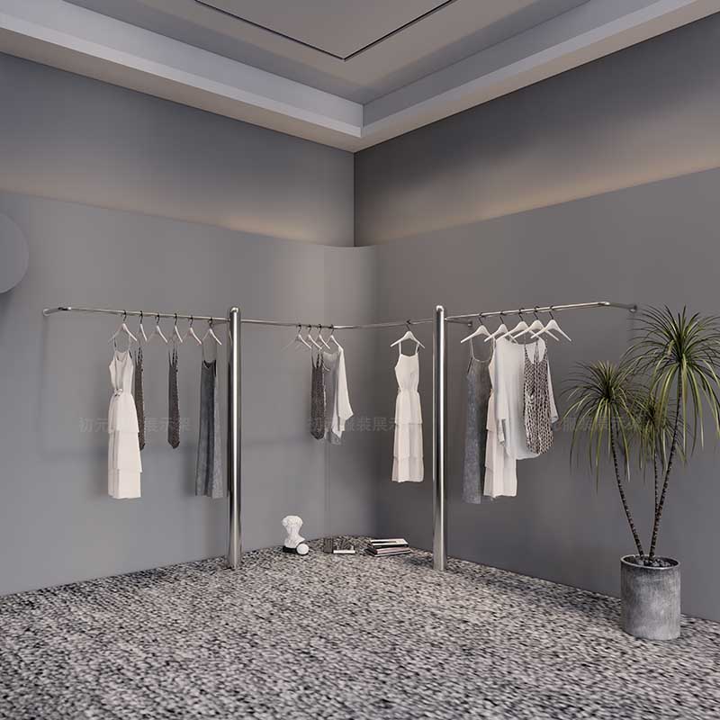服装展示架上墙架高档女装店不锈钢拉丝货架男装女装陈列挂衣架子