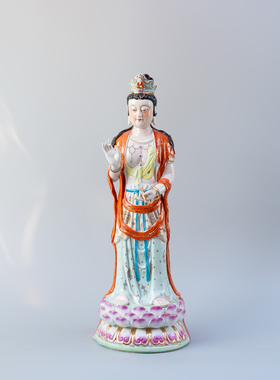 陶瓷西方三圣佛像阿弥陀佛祖大势至观音佛像供奉家用摆件手工彩绘