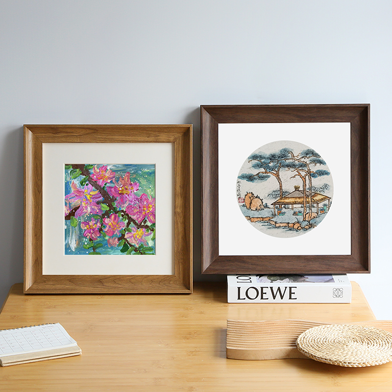 美式简约田园素描书法装裱画框油画相框挂墙4开8k手绘外框定制A4