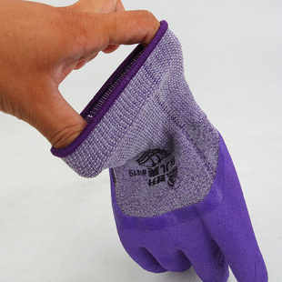 登升倍儿爽 419紫手套劳保浸胶耐磨橡胶工作防滑护劳动男工地干活