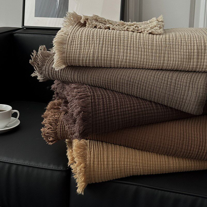 中式素色纯棉纱布盖毯沙发巾午休毯柔软透气夏被车用薄毯子露营,床上用品,休闲毯/毛毯/绒毯,淘宝优惠券,粉丝福利购,淘宝优惠卷