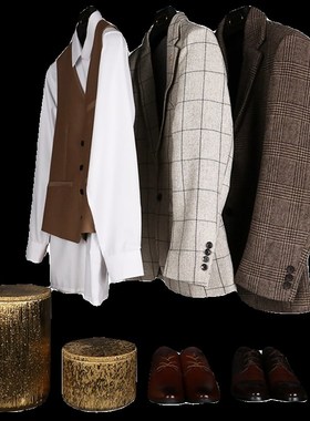 初舍印象 样板间主卧男士衣柜衬衫西服陈列组合套装摆件饰品