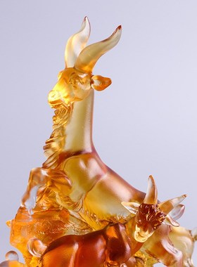 琉璃广州五羊摆件五羊衔谷创意高档生日礼物开业广东特色纪念品