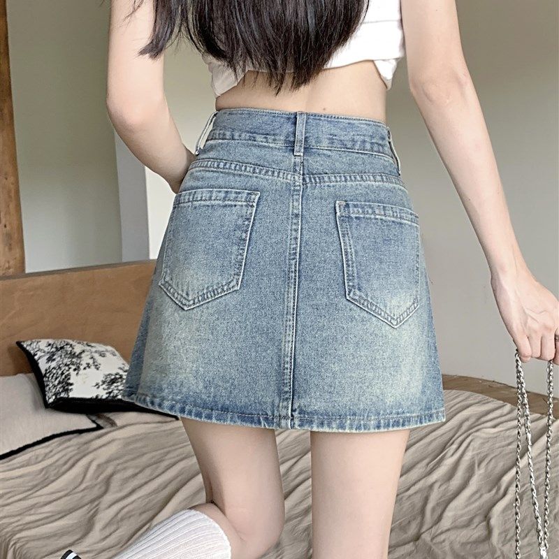 复古蓝牛仔短裙女高腰夏季大码胖mm宽松显瘦梨形身材a字半身裙子,女装/女士精品,半身裙,淘宝优惠券,粉丝福利购,淘宝优惠卷