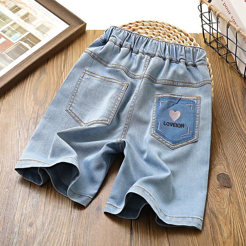女童裤子夏季宽松薄牛仔中裤儿童五分裤中大童短裤外穿洋气百搭软