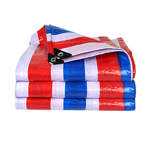 防雨布隔热遮光篷布户外三色彩条布打孔包边防水防晒加厚塑料雨布