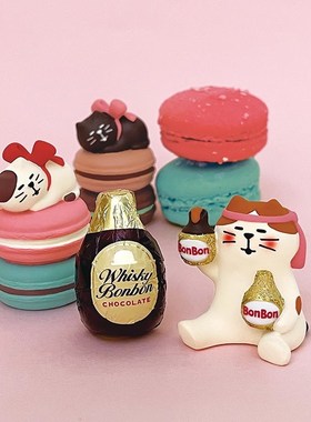 日式猫 食玩  DIY情人节草莓巧克力潮玩装饰拍摄道具桌面摆件拍照