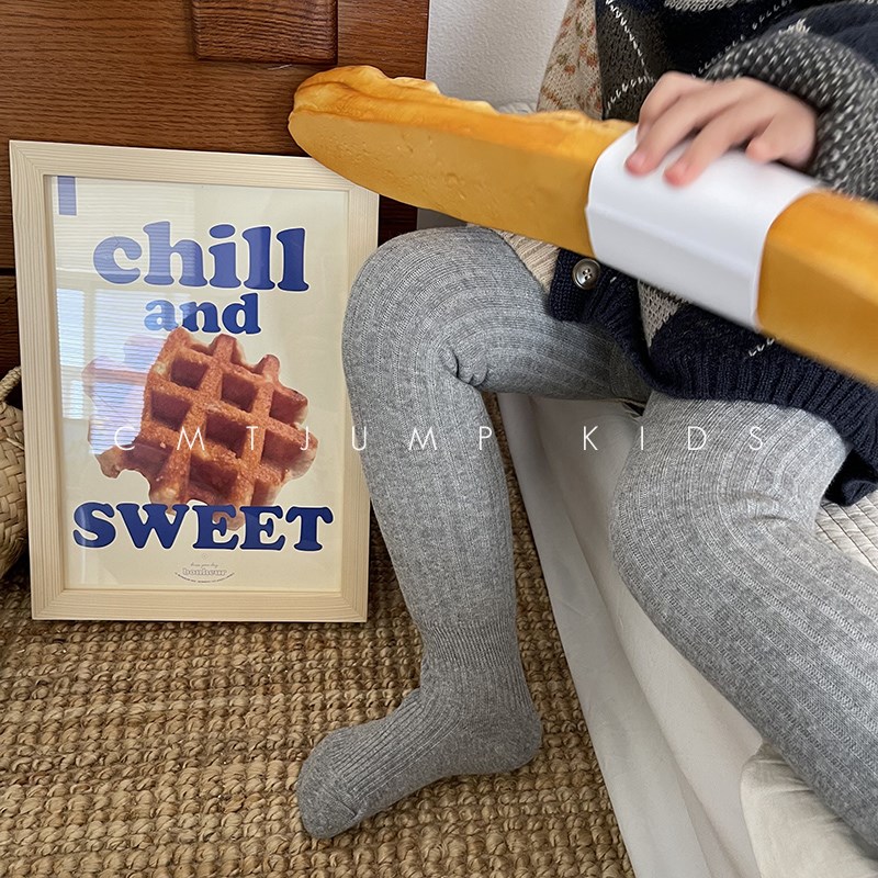 冬季儿童韩风加厚一体绒坑条连裤袜宝宝厚绒保暖打底裤连体裤袜