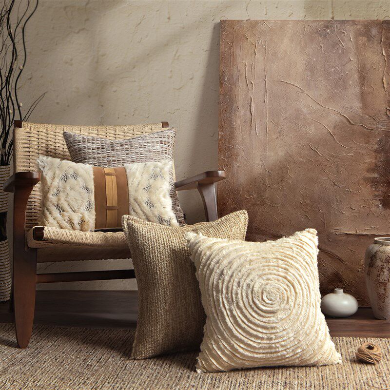 侘寂风高级感样板间沙发抱枕高档羊毛靠枕酒店客厅软装床上靠背垫,居家布艺,腰靠垫,淘宝优惠券,粉丝福利购,淘宝优惠卷