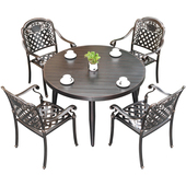 户外铝合金桌椅组合庭院休闲花园别墅露台天台欧式 院子桌椅圆桌子