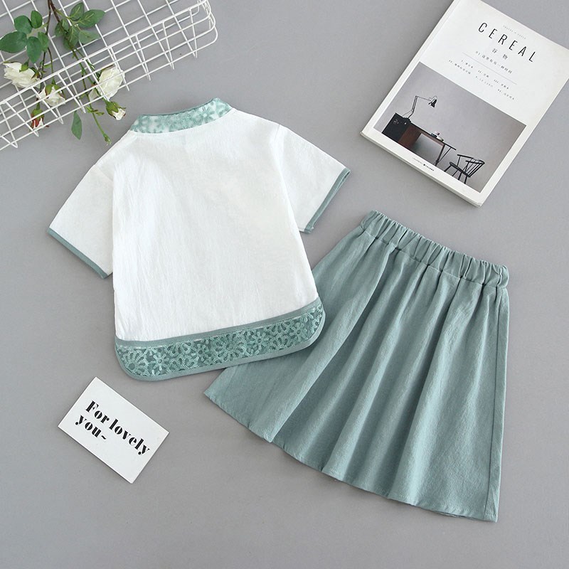 儿童旗袍夏2024新款女童唐装套装纯棉宝宝汉服中国风童装连衣裙