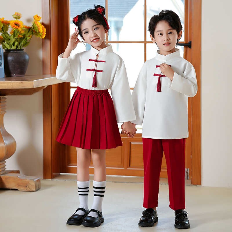 十一国庆节中国风演出男女大合唱幼儿园校班服朗诵小学生表演服装