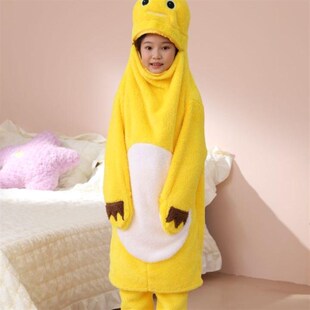 儿童款连体奶龙秋冬卡通动物睡衣法兰绒小奶龙家居服套装可爱加厚