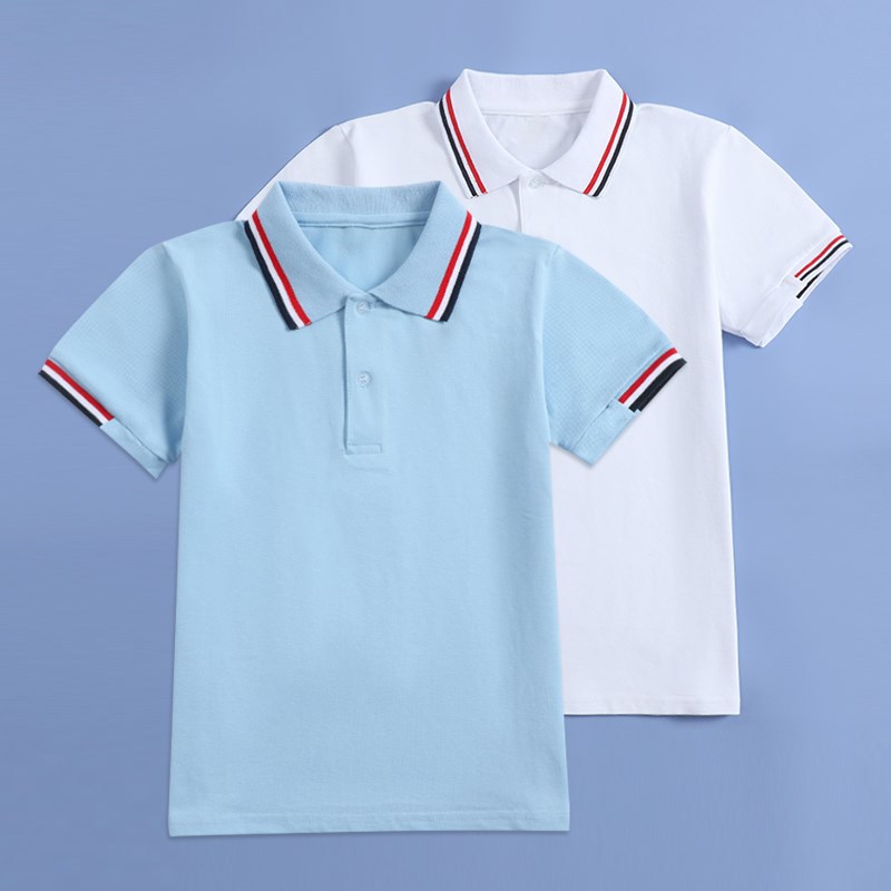 校徽定制童装校服短袖POLO衫夏男女童白色T恤幼儿园服小学生班服
